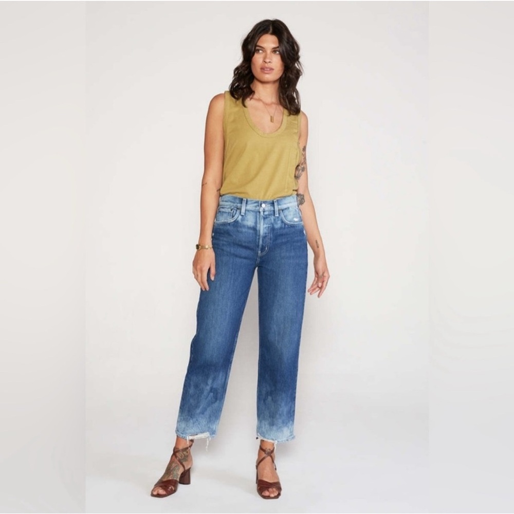 ETICA Tyler Vintage Straight Crop High Rise Jeans - medium blue wash